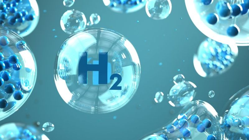 Grafik von Wasserstoffmolekülen in Großaufnahme