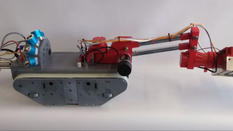 Länglicher fahrbarer Roboter mit integrierten Messgeräten