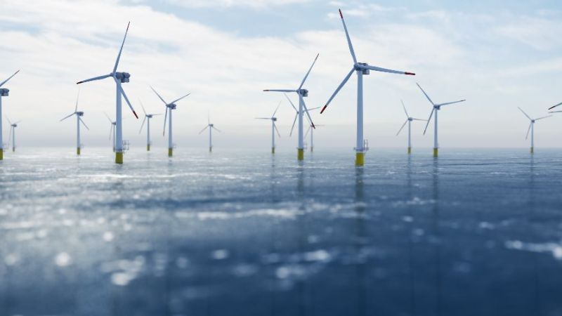 Windenergieanlagen in einem Offshore-Windpark