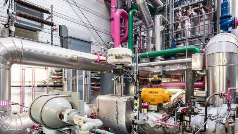 Interior view of the Bruchsal geothermal power plant.