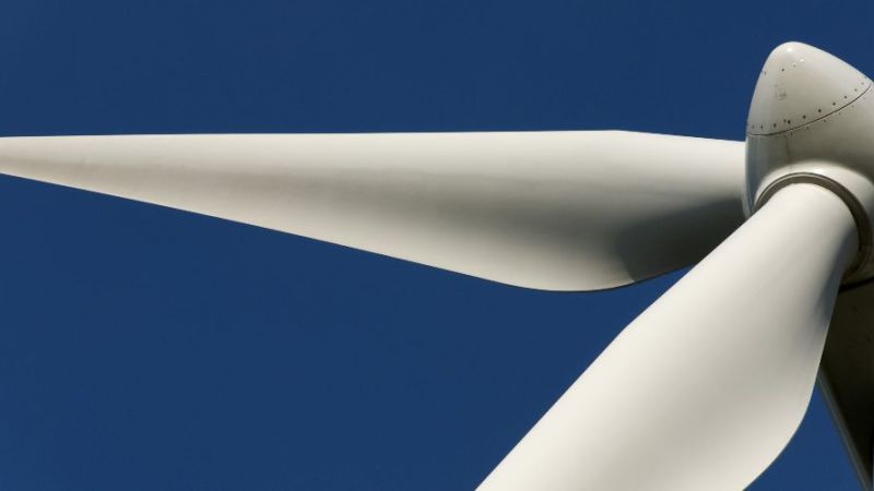 Rotorblätter an einer Windenergieanlage.