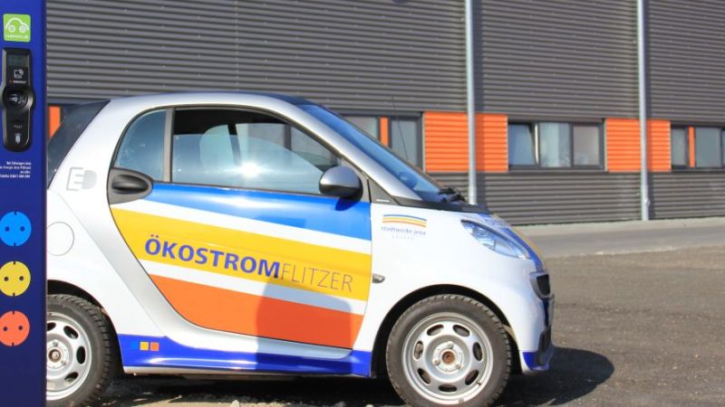 Ladesäule für Elektrofahrzeuge in Jena.