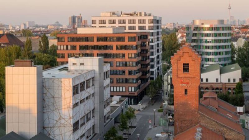 Luftaufnahme des Berliner EUREF-Campus.