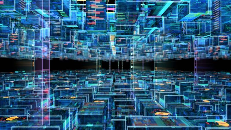 Visualisierung eines digitalen Netzwerkes.