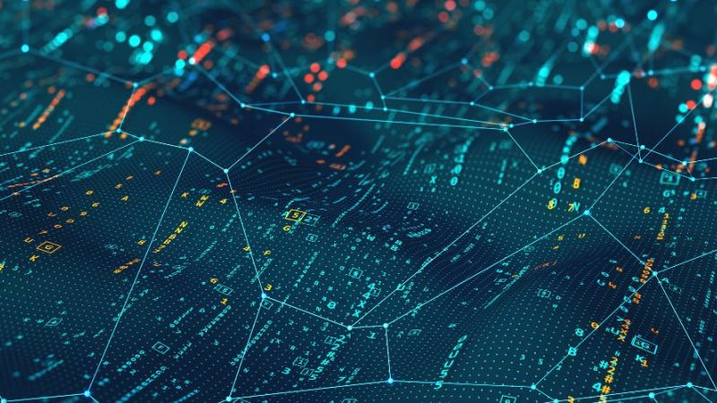 Symbolbild: digitale Karte mit Punkten und Netzstruktur