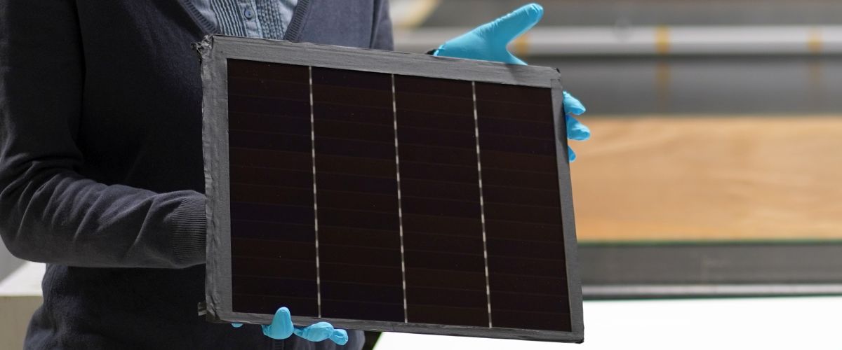 Weltweit effizientestes Solarmodul aus dem Projekt Vorfahrt: III-V-Germanium-PV-Modul mit einem Wirkungsgrad von 34,2 Prozent.