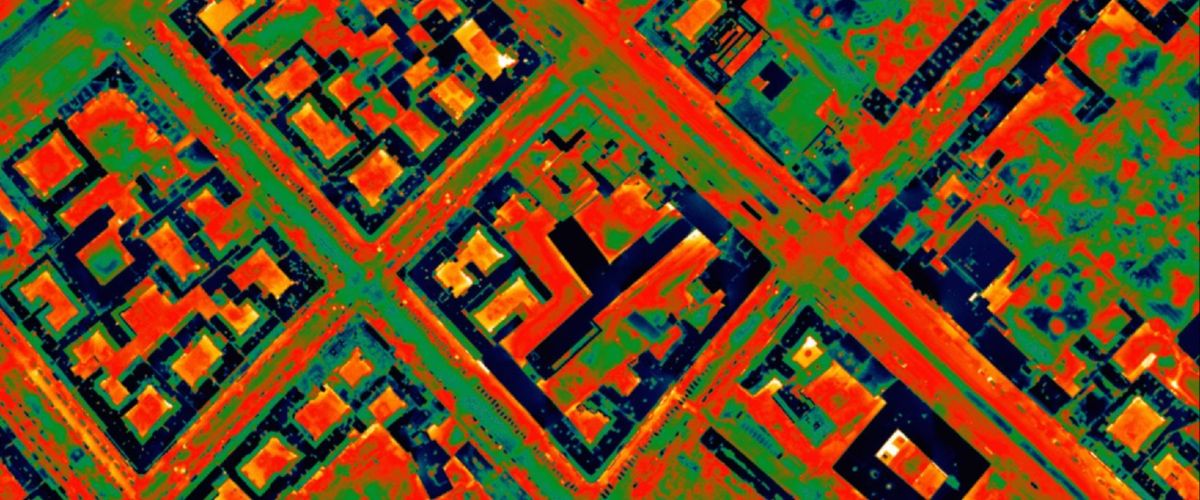 Diese Thermografie-Aufnahme zeigt einen Stadtteil in Berlin.