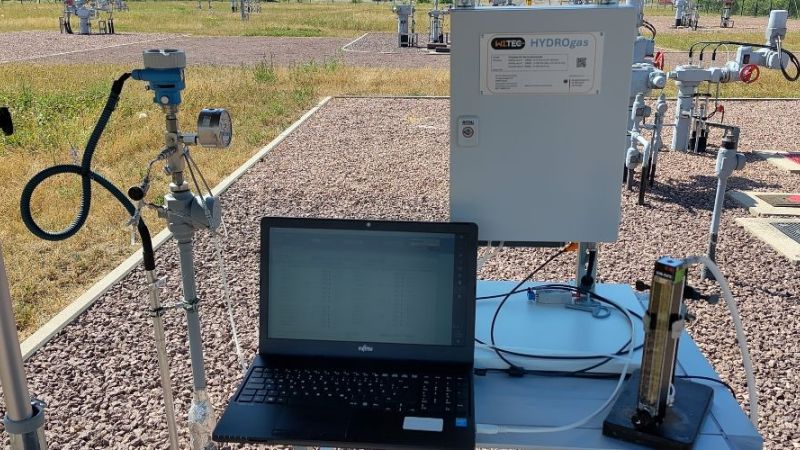 Das Bild zeigt ein Messgerät im Praxistest in Milzau im Energiepark Bad Lauchstädt.