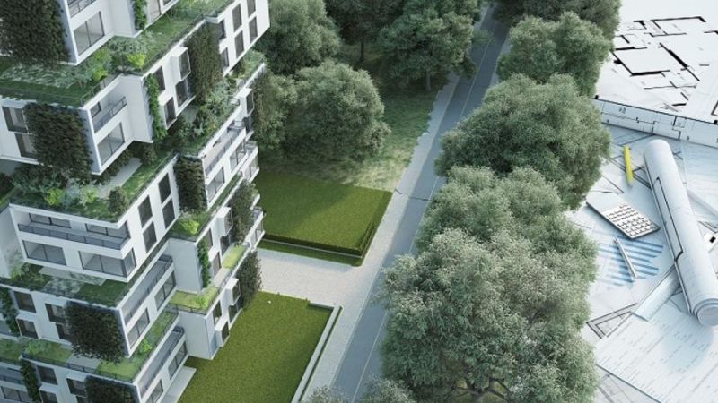 Projekt zum Bau umweltfreundlicher Gebäude.