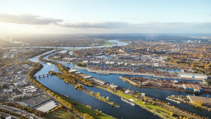 Visualization of the planned container terminal in Duisburg’s inland port.
