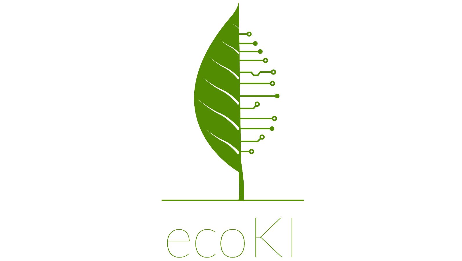 Logo von ecoKI: hellgrünes Bäumchen und Symbole der Datenvernetzung auf weißem Hintergrund