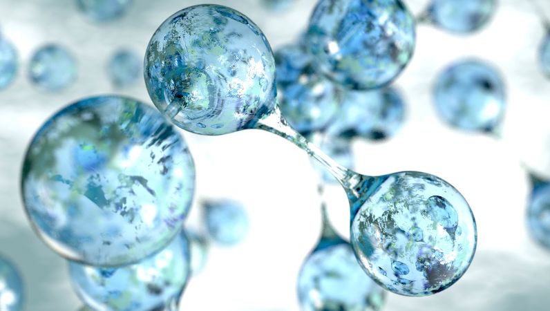 Grafische Nahaufnahme von Wasserstoffmolekülen