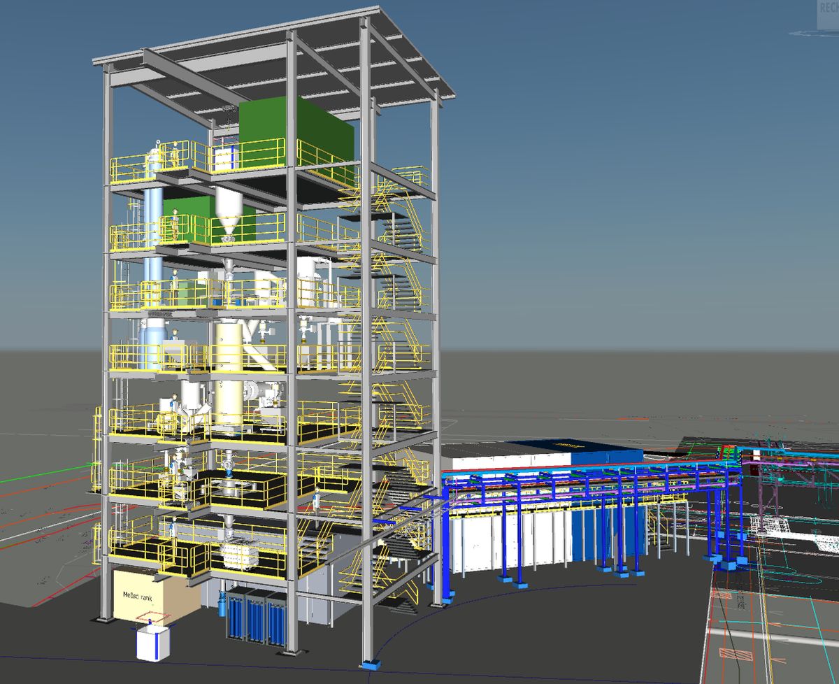 Visualisierung der geplanten Direktreduktionsanlage im Rahmen des Projekts H2Stahl.