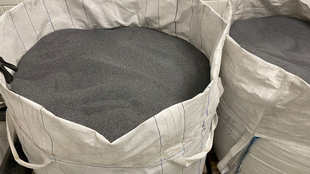 One ton of recovered cell fragments from old solar modules.