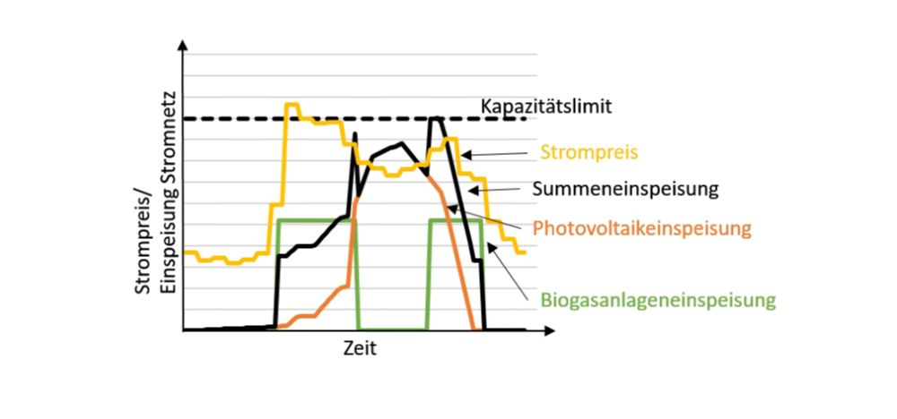 Die Grafik zeugt einen optimierten Tageslastgang eines Verteilnetzes.