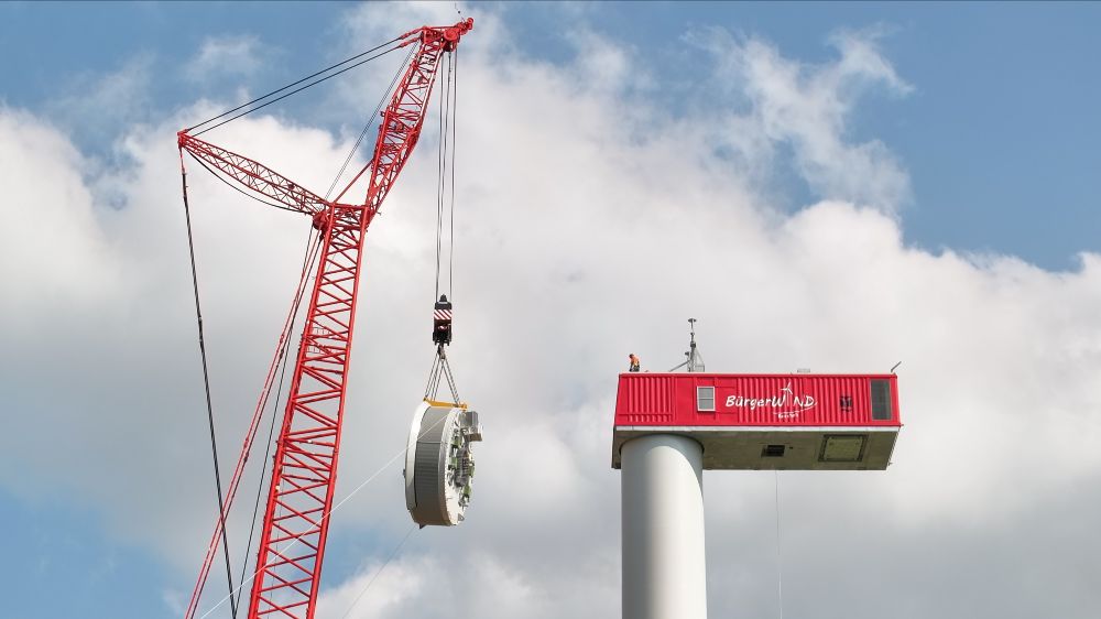 Installation des Generators an einer Windenergieanlage Modell E-175 EP5 
