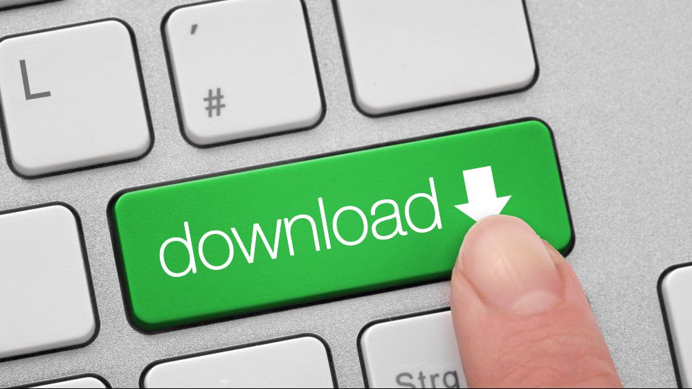 Symbolbild Downloadbereich Finger auf Download-Taste