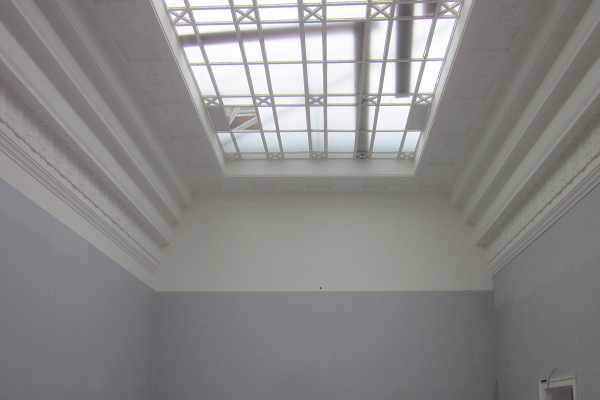The original glass ceilings were restored for the purpose of reactivating the use of daylight