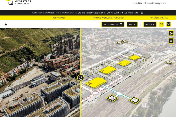 Screenshot des neuen Quartiersinformationssystems