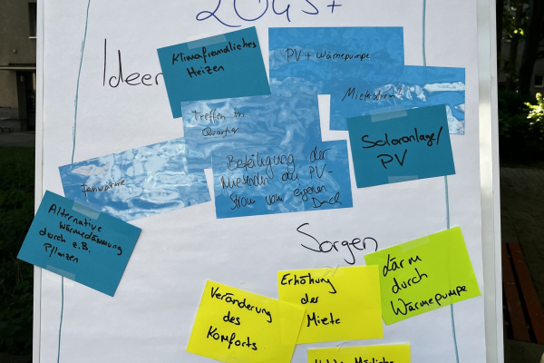 Ideen- und Chancenwand beim WÄRME4ALLE Infostand in Karlsruhe am 29.04.2025