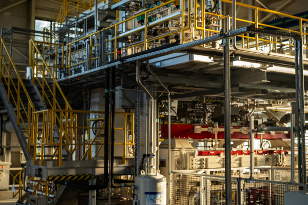 Furnace system in glass production.
